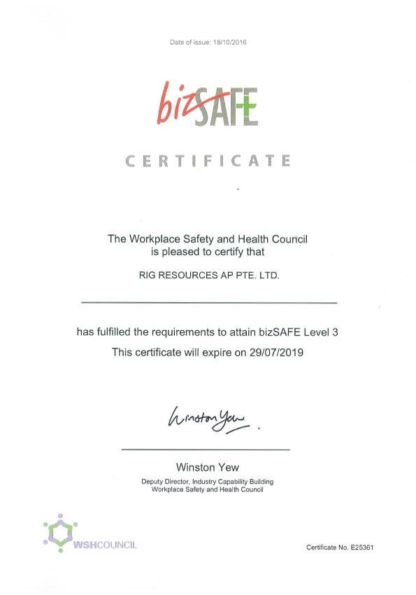Biz Safe Certificate